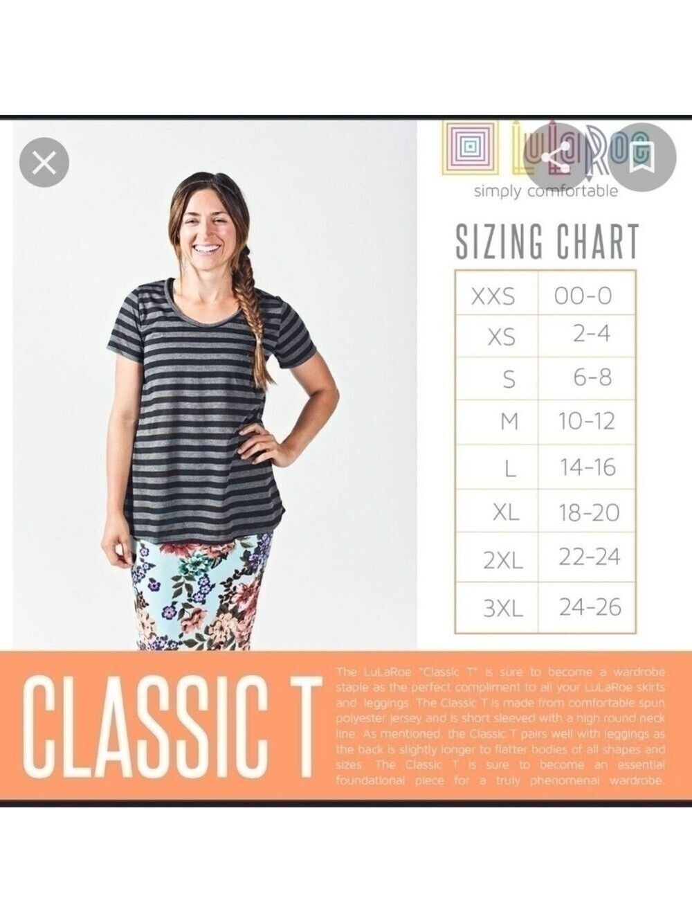 NWT Lularoe Classic T, red/yellow/gray geometric design, size XS - Picture 6 of 6